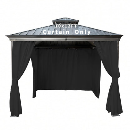 GarPad Gazebo Curtain Replacement Universal Privacy Curtain, 4-Panels Sidewall 10'X12' Curtain Gazebo Outdoor with Zipper,Universal Replacement for Patio Privacy Screen Black(Only Curtain)