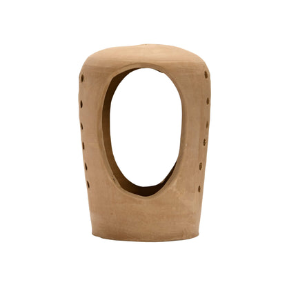 Creative Co-Op Handmade Terracotta Candle Holder with Cutouts