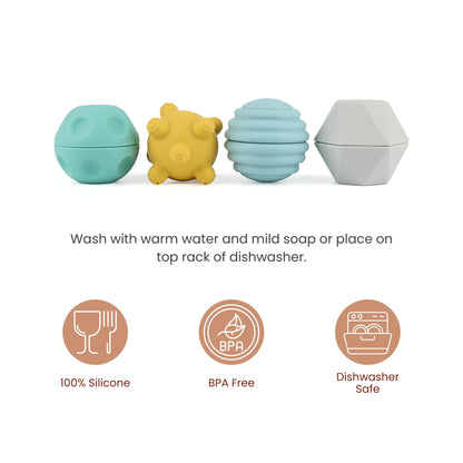 4 Pack Silicone Spheres Sensory Toys, Silicone Sensory Balls for Baby Boys & Girls
