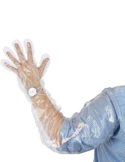 WHUASINTA 50Pcs Veterinary Insemination Rectal Long Gloves Disposable Plastic Full Arm 35.5inch for Field Dressing, Garden Operations, Cow Palpation, Gutting, Examination, Pet Cleaning,Food Prep