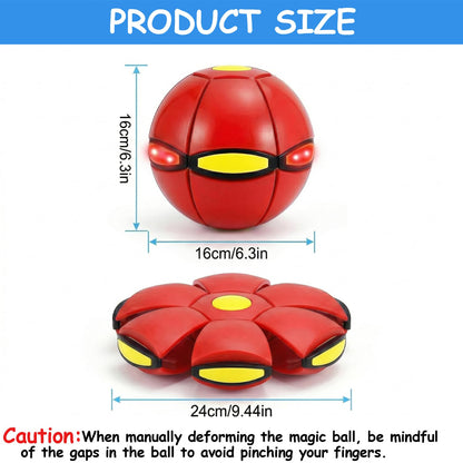 Magic Ball,Magic Meta Ball,Magic Bouncing Balls with 6 Light, Dual Form Freely Switchable,Pet Flying Saucer, Foldable,Suitable for Indoor & Outdoor Use (Red)
