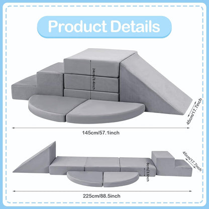 Tykacna Foam Climbing Blocks for Toddlers 1-3, Safety First Baby Climbing Blocks Indoor,Soft Play Set for Infant, Ideal Climbing Toys for 1 Year Old for Baby Gym/Toddler Playground（Grey