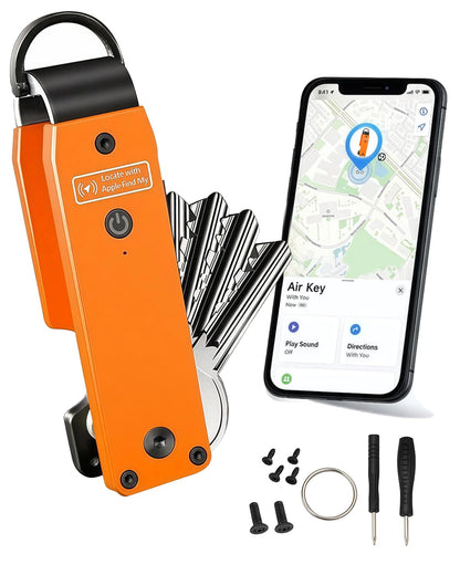 ShiChextasy Air Keychain with GPS Tracker : Lightweight Compact Key Holder for Outdoor Use - Minimalist Metal Key Organizer (Orange)