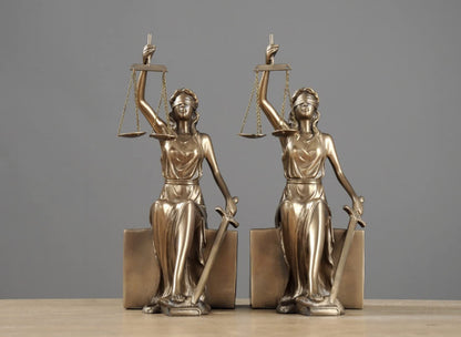 Thxsoon Lady Justice Statue Decorative Bookends Sculpture for Home and Office Decor, Perfect for Lawyers and Law Students - 10 x 5 x 4 inch (26 x 13 x 11cm)