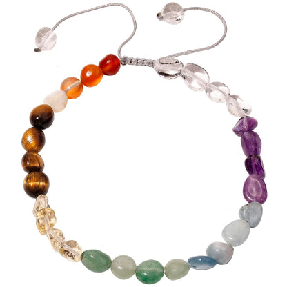 Jewever Irregular 7 Chakra Beaded Anklet Spiritual Energy Reiki Tumbled Stones and Crystals Ankle Bracelets for Women Yoga Meditation