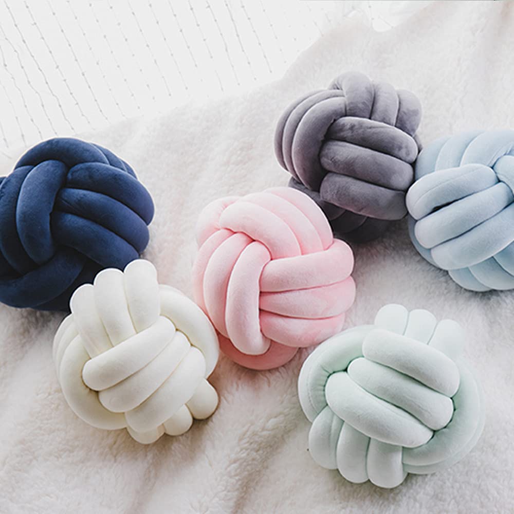 PUXU Knot Pillow Ball Round Cushion Pillows, Children Room Decoration Plush Toys Calming Stress Relief Toy (Dark Blue,11in/28cm)