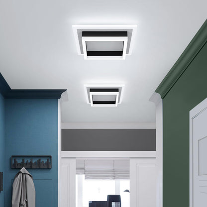 EIDISUNY 32W Modern LED Ceiling Light, Small Flush Mount Light Fixture, 6500K Cold White Ceiling Lamp, Square Hallway Lighting Fixtures for Living Room Bedroom Bathroom Kitchen (White, Cold White)