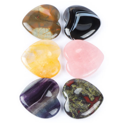 Artistone 1.5 inch Heart Citrine Crystal Worry Stone Hand Carved Healing Crystal Pocket Palm Stones for Anxiety Stress Relief Meditation Spiritual Protective(Pack of 2)