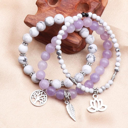 UEUC Tree of Life Yoga Healing Stone Bracelets,Multilayer Lotus Chakra Stone Reiki Bracelet Sets,Anxiety Crystal Natural Stone,for Women Stress Relief(#169)