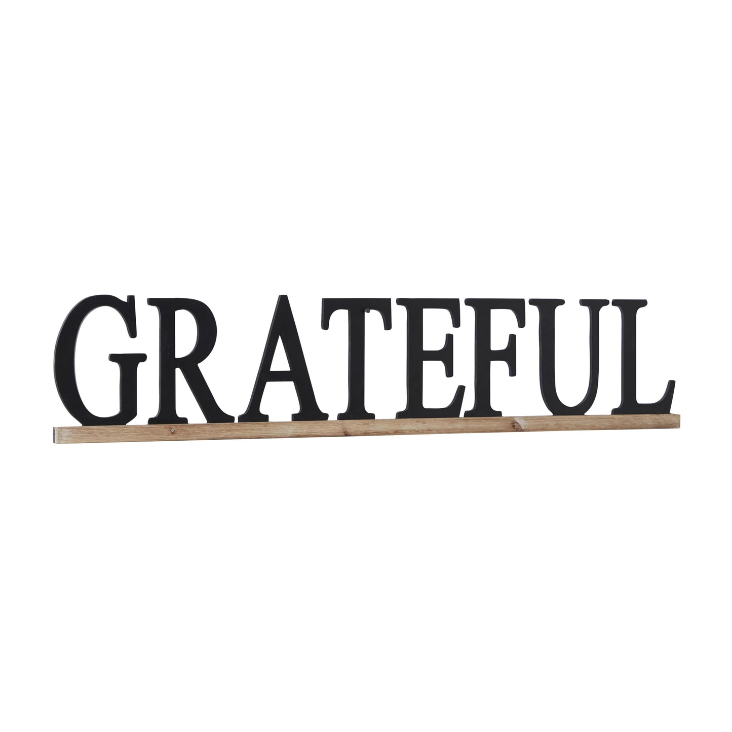 Deco 79 Wood Sign Home Wall Decor Grateful Wall Sculpture, Wall Art 48" x 1" x 10", Black