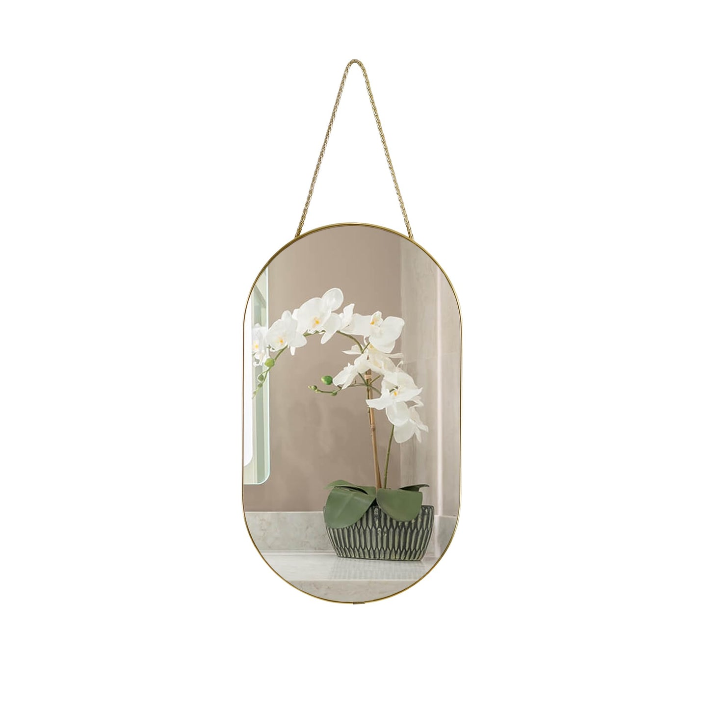 YCHMIR Oval Wall Mirror, Gold, Oval Shape, for Bathrooms and More (16x9.2 inch)
