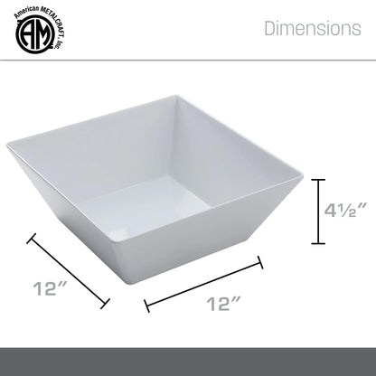 American Metalcraft MELSQ117 Endurance Melamine 12" Square Bowl, 208-Ounce, White