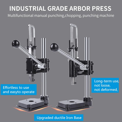 SKMZ Leather Hole Puncher Hand Punching Manual Punch.ductile Iron Base Arbor Presses for DIY Parts Punching, Cutting, Forming Pressing (Square Head Press)