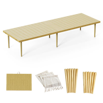 30x90 Inch Boho Low Picnic Wood Table - Foldable Design And And 2 Set Of Wood Table Leg For Sitting On The Floor Low Height Floor Picnic Table Encourage A Laid-back Vibe At Home Or In Nature