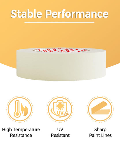 SWRT Masking Tape– 48 Rolls Bulk Pack, 1 Inch Wide x 55 Yards Each (2640 Yards Total), Writable General Purpose Masking Tape for Painting, Labeling & Multi-Surface Projects, Clean Removal & Easy Tear