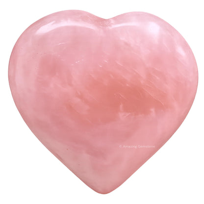 Rose Quartz Crystal Heart Palm Stone - Pocket Massage Worry Stone for Natural Body Chakra Balancing, Reiki Healing and Crystal Grid
