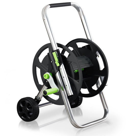 Random Colors Garden Hose Reel Cart, Holds 75-150 Feet of 5/8-Inch Hose, Portable Hose Reel Cart With Wheels,Adjustable Handrail, Quick Hose Connector
