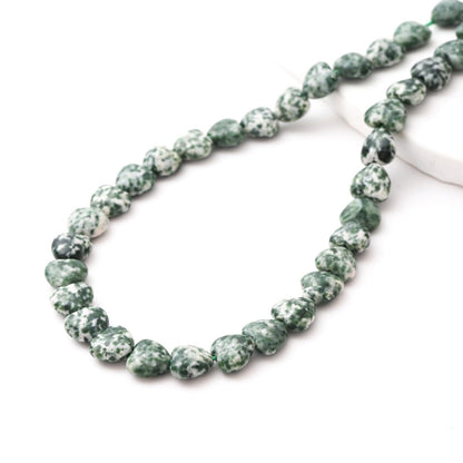 Natural Heart Shaped Green White Sodalite Stone Beads 10mm Loose Crystal Healing Beads for DIY Necklace Bracelet Making Gemstone Craft Supplies