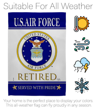 US Air Force Retired Garden Flag - Armed Forces USAF United State American Military Veteran Retire Official - House Decoration Banner Small Yard Gift Double-Sided Made in USA 13 X 18.5
