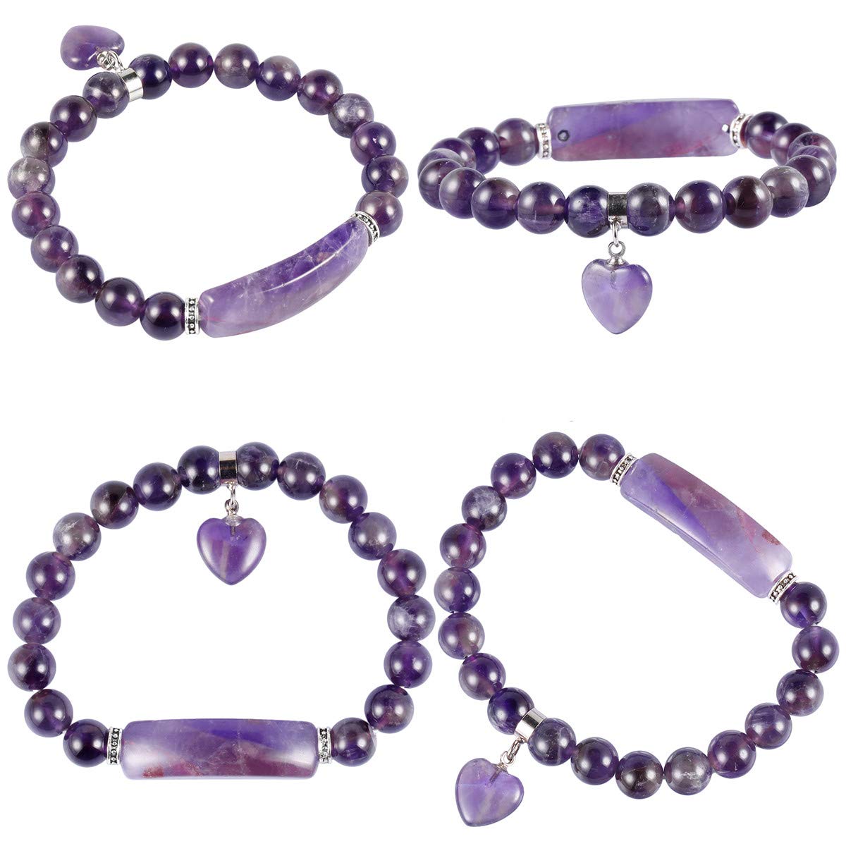 mookaitedecor Amethyst Crystal Healing Set of 3, Stone Orgone Pyramid & Stone Pendant & Bracelet Kits for Chakra Reiki Meditation Balancing