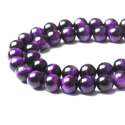 36PCS 10MM AAA Purple Tiger Eye Stone Beads Natural Gemstone Bead Crystal Healing Energy Jewelry Making DIY 15 inches