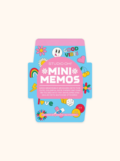 Studio Oh! Retro Vibes Mini Memos with Stickers - Cute Stationery Note Pads & Message Pads with 48 Tear-Off Sheets & 54 Sticker Seals - Notepads for To Do Lists, Love Notes & More - 4.25 x 5.5 In