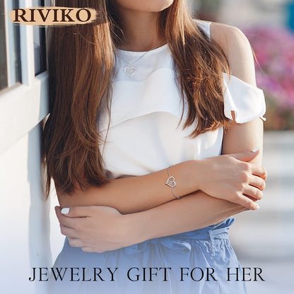 RIVIKO Heart Initial Bracelets for Women,925 Sterling Silver Letter B Bracelets,Personalized Charm Alphabet Jewelry Anniversary Valentines Birthday Gifts for Women Her Mom Wife Lady