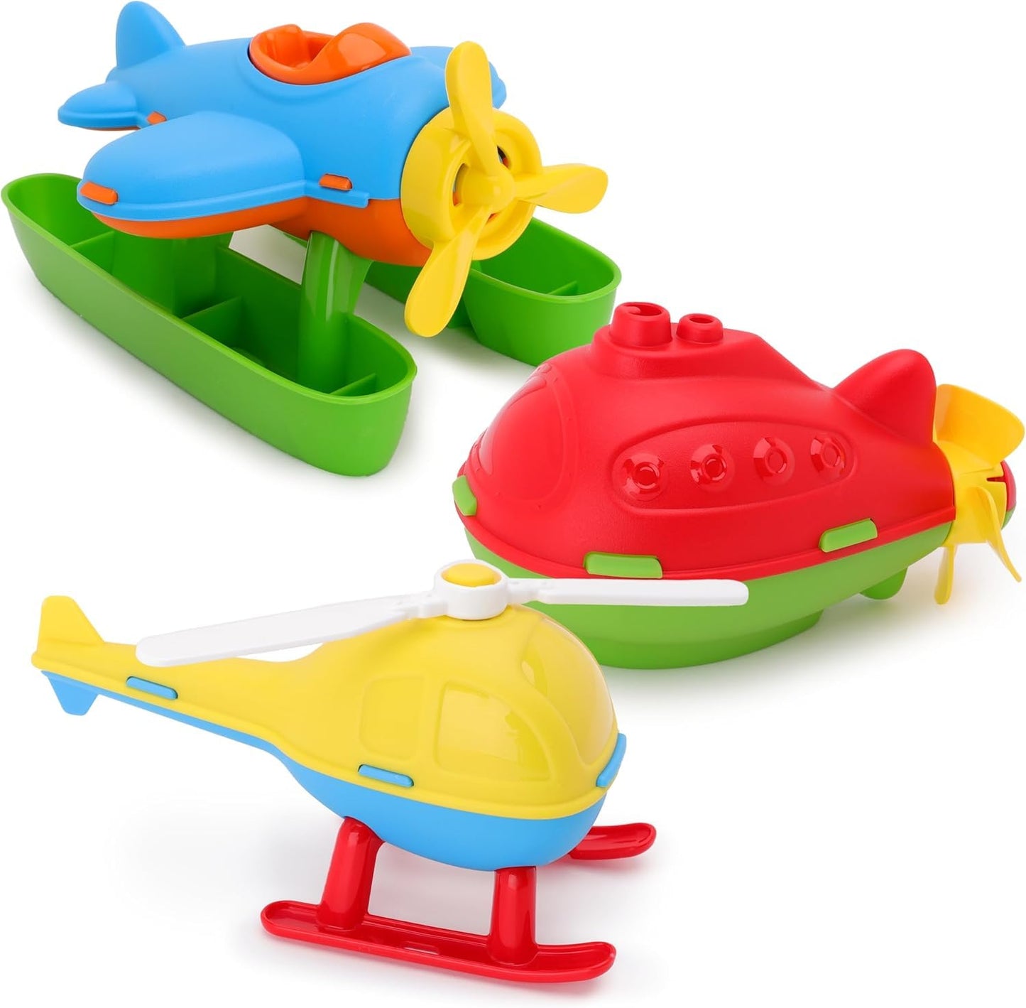Toyland® Pack of 3 Floating Water, Bathtub, and Pool Toys for Kids 18 Months Plus - Helicopter, Submarine & Seaplane