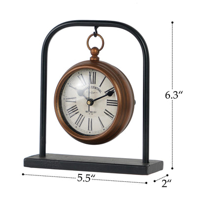 NIKKY HOME Small Retro Desk Clock, Silent Non-Ticking Classic Battery Operated Decorative Table Mantel Shelf Clock for Living Room