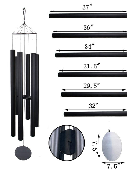 Afirst 66" Extra Large Wind Chimes, Deep Tone Wind Chimes Outdoor with 6 Metal Tubes, Memorial Wind Chime for Patio Balcony Garden Home Decor