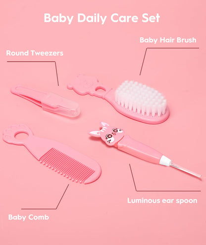 Baby Healthcare and Grooming Kit, Safety Newborn Nursery Baby Care Kit, with Hair Brush Comb, Nail Clipper, Thermometer, Pacifier Clip, Baby Registry Search, Baby Girl Boy Newborn Essentials