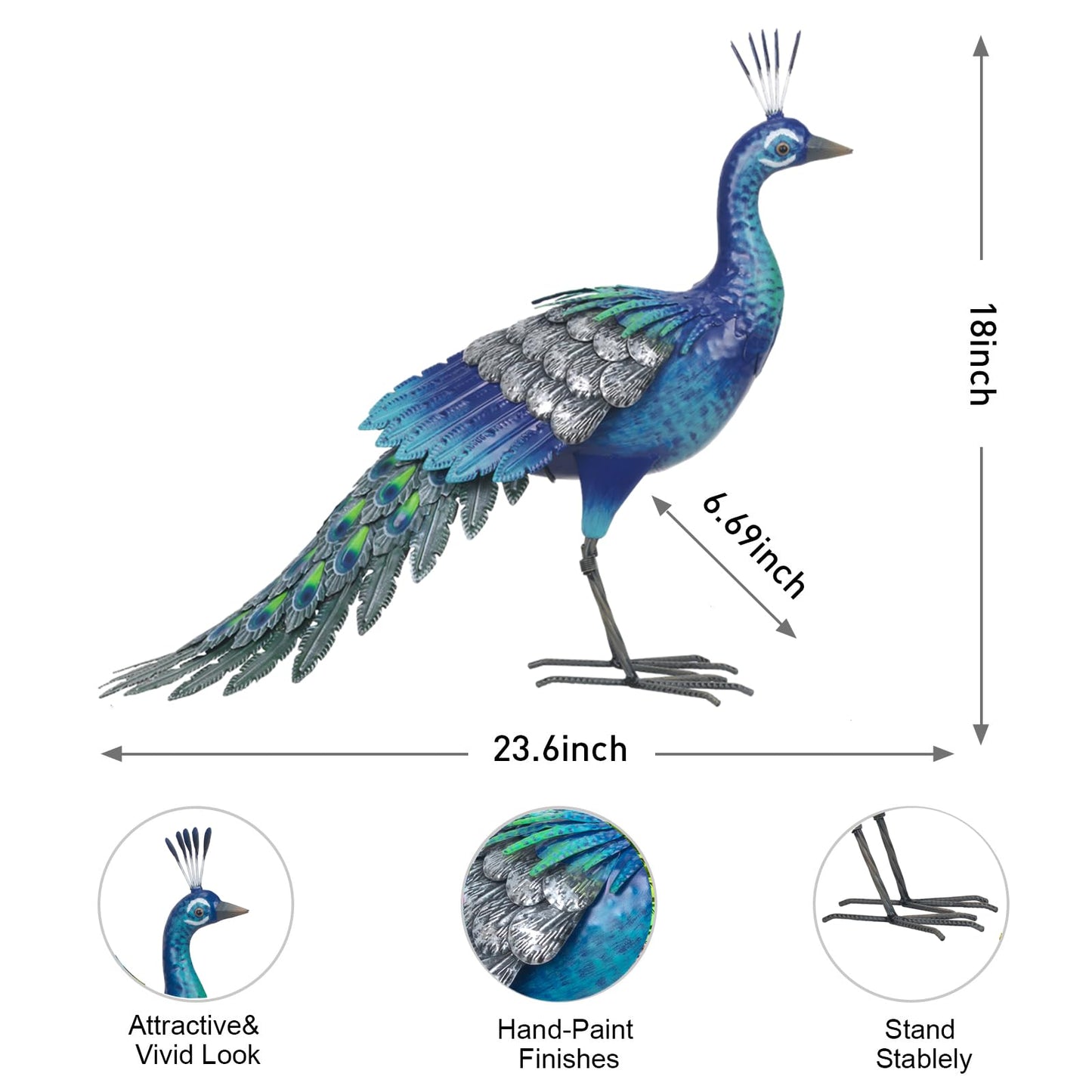 chisheen Metal Peacock Statue Garden Decor Yard Art Sculpture Outdoor Decoration for Lawn,Patio,Backyard,Housewarming Birthday Gifts for Women,Mom,Grandma