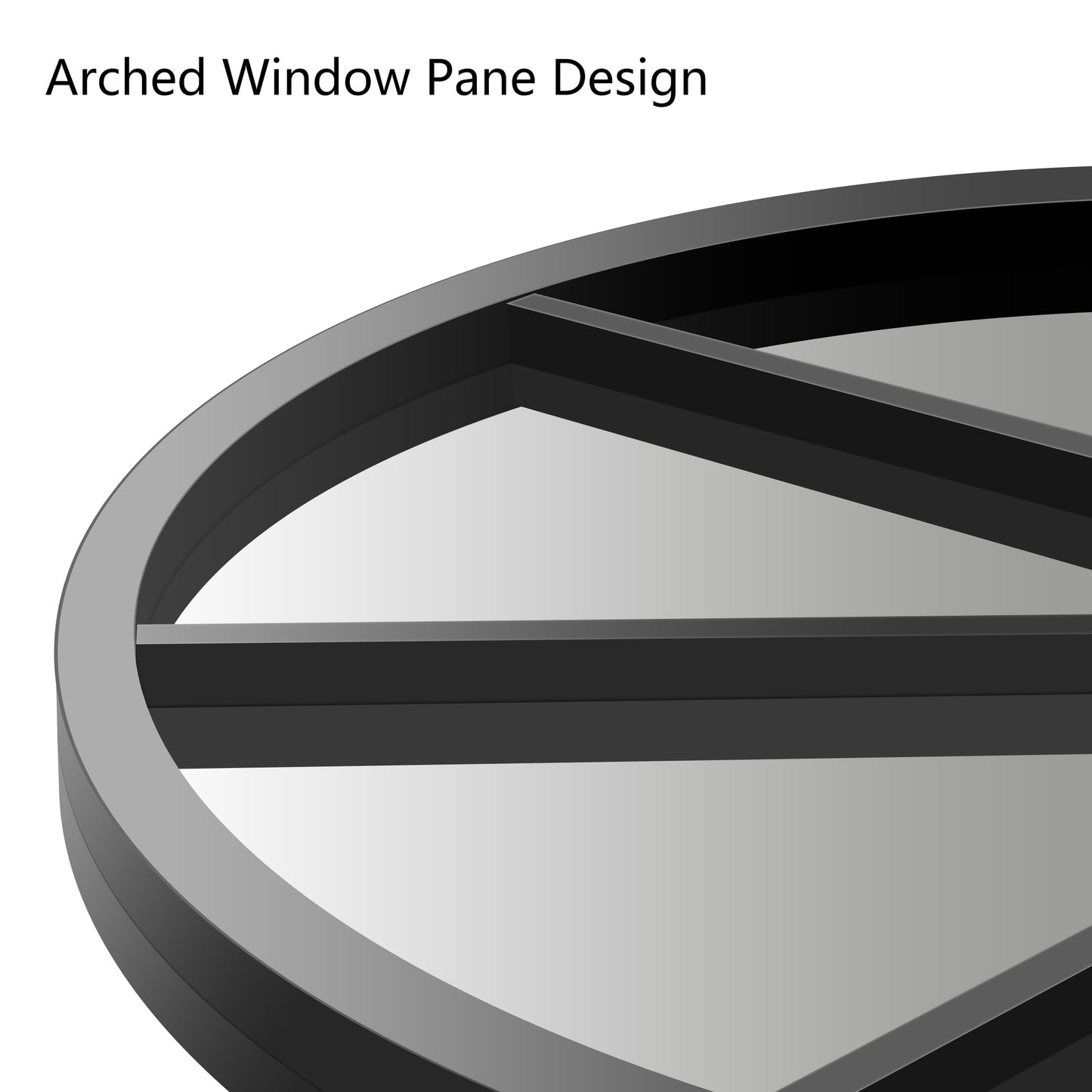 GLASHOM Black Arched Mirror,30x40 inch Arched Window Morror Wall Mounted,Black Frame Window Pane Mirror for Living Room Bedroom Entryway Hanging or Leaning Against Wall
