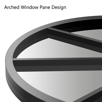GLASHOM Black Arched Mirror,30x40 inch Arched Window Morror Wall Mounted,Black Frame Window Pane Mirror for Living Room Bedroom Entryway Hanging or Leaning Against Wall