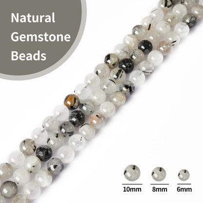45pcs 8mm Natural Tourmaline Quartz Beads Gemstone Beads Round Loose Beads for Jewelry Making