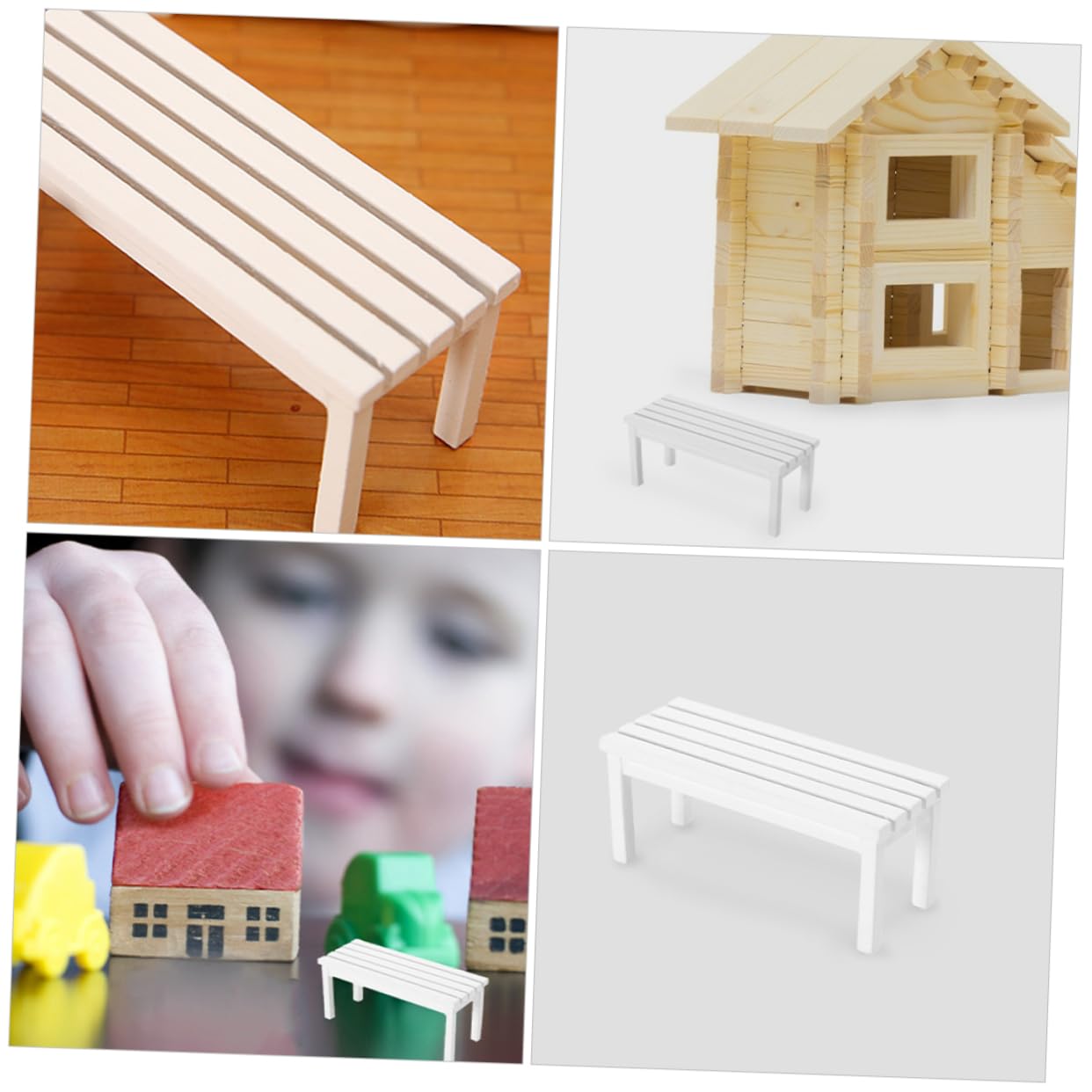 ibasenice 2 Pcs Miniature Wooden Park Bench Set Dollhouse Furniture for Fairy Garden Photo Prop 3.54X1.45X1.41In Unpainted Mini Bench Ornament