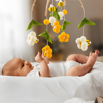 Baby Bee & Flower Crib & Bassinet Mobile - Soothing Nursery Decor for Girls & Boys - Ages 0 & Up