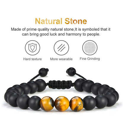 M MOOHAM Bracelets for Men Gifts - Beaded Lava Rock Stone Tiger Eye Bracelet for Men Who Want Nothing Unique Gifts for Teen Boys