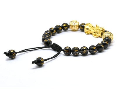 Amazing Gemstone Black Obsidian Pixiu Bracelet for Women Men's Gifts - Protection Healing Crystal Bracelet - 8mm Gemstone Beaded Adjustable Bracelet Pulseras Para Hombres Mujer Stocking Stuffers