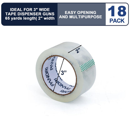 PANDRI Packing Tape, 18 Rolls Heavy Duty Clear Packaging Tape for Shipping Packaging Moving Sealing, 2 inches Wide, 65 Yards Per Roll, Total 1170 Yards