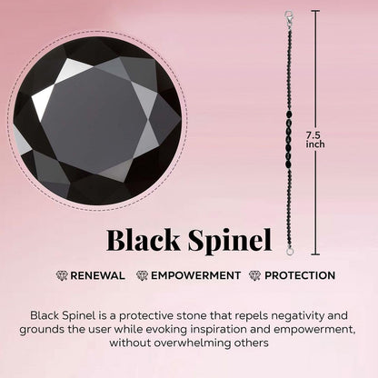 SHOP LC DELIVERING JOY Spinel Black Bracelet in Sterling Silver - Charm Bracelets for Women - Unique Promise Birthday Christmas Gifts for Her Size - 7.25 Inches