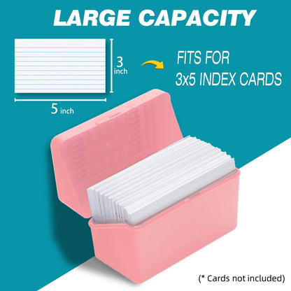 H4D Index Card Holder 3x5, Index Card Box Organizer Case, 3x5 Flash Note Card Holder, 3 Packs (Pastel Colors)