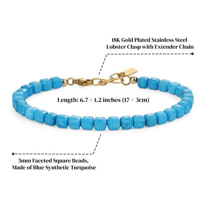 GAVU 5mm Cubic Blue Turquoise Bracelet for Women, December Birthstone Crystal Bracelet for Women