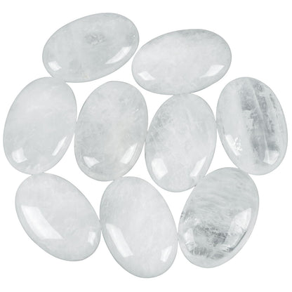 Loveliome Natural Rock Quartz Oval Polished Worry Stones, Healing Crystal Indoor Fountain Stones Massage Energy Anxiety Relief Items