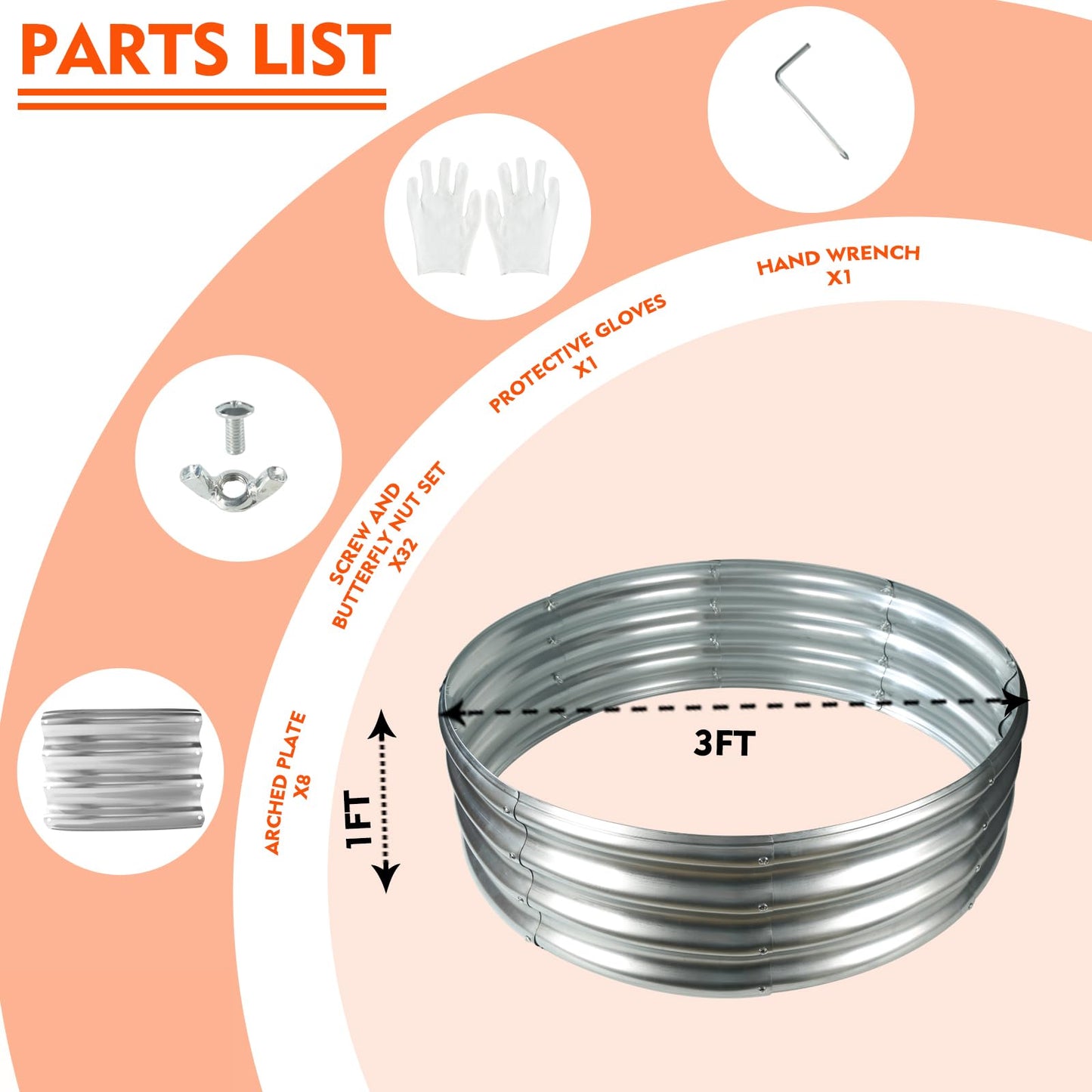 YSEJOMP 36 Inch Round Galvanized Fire Pit Ring/Fire Ring - Foldable and Perfect for Outdoor Gatherings and Campfires in the Yard/Garden/Park/Beach (3 FT Diameter, Silver)