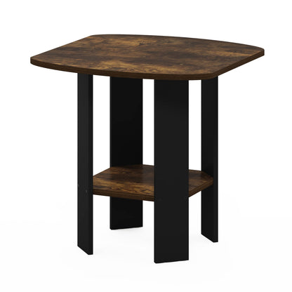 Furinno SIMPLE DESIGN Side Table, 2-Tier Modern End Table with Soft Edges, Open Shelves Night Stand, Bedside Table, for Living Room, Bedroom, Amber Pine