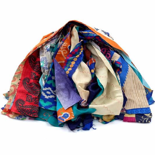 Vintage Lifestyle Sari Silk Ribbon Yarn, Mixed Colors, 40 Strips, 36" L x 2" W, Vintage Style, for Scrapbook, Journal, Jewelry Craft Projects