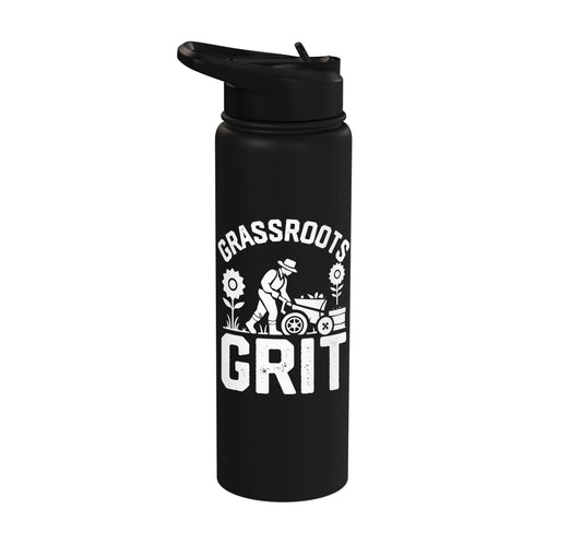 Farming Grassroots Grit Farmer With Wheelbarrow Stainless Steel Insulated Water Bottle