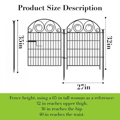 Getlay Tall Garden Fence Animal Barrier with Gate, 32 in(H) 16 Panels Garden Fences and Borders for Dogs, Dog Fence Outdoor for Yard, Total Length 35 Ft Metal Temporary Fencing│Patented