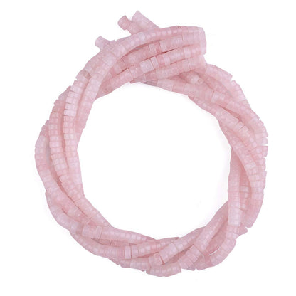 BEADIA Natural Rose Quarts Crystal Spacer Beads Caps Loose Semi Gemstone for Beading Jewelry Making 6mmx3mm 38cm